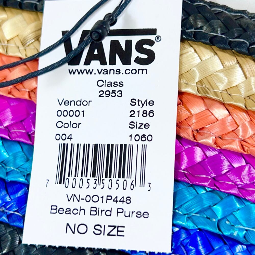 Vans Beach Bird Purse Multi-Colored Straw Purse With Tortoise Resin Handles New - Picture 10 of 10